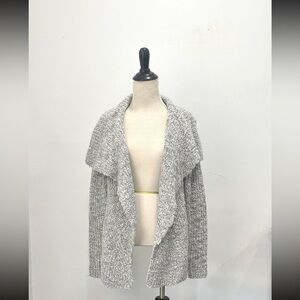 Lou & Grey Gray Open Front Waterfall Cardigan Sweater Womans Small Cozy Comfy